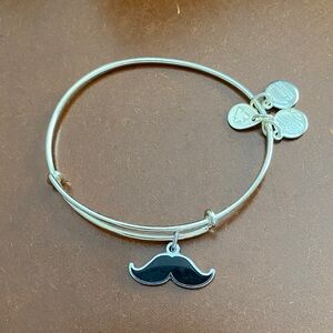 Alex and Ani Silver Bracelet with Black Mustache Charm